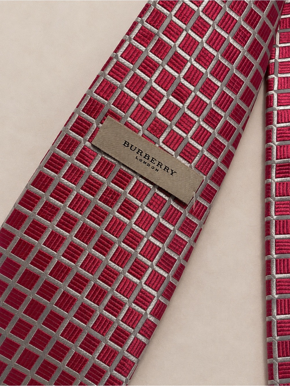 Burberry 100% Silk Geometric Grid Tie